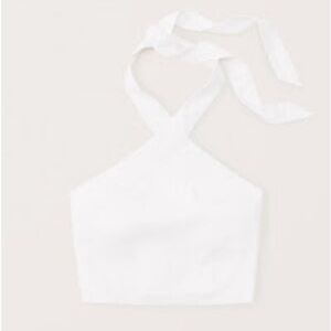 NWT Abercrombie Linen Cropped Halter Top Size L